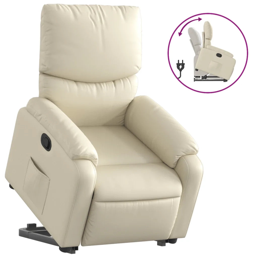 Poltrona Alzapersona Reclinabile Crema in Similpelle 3204887