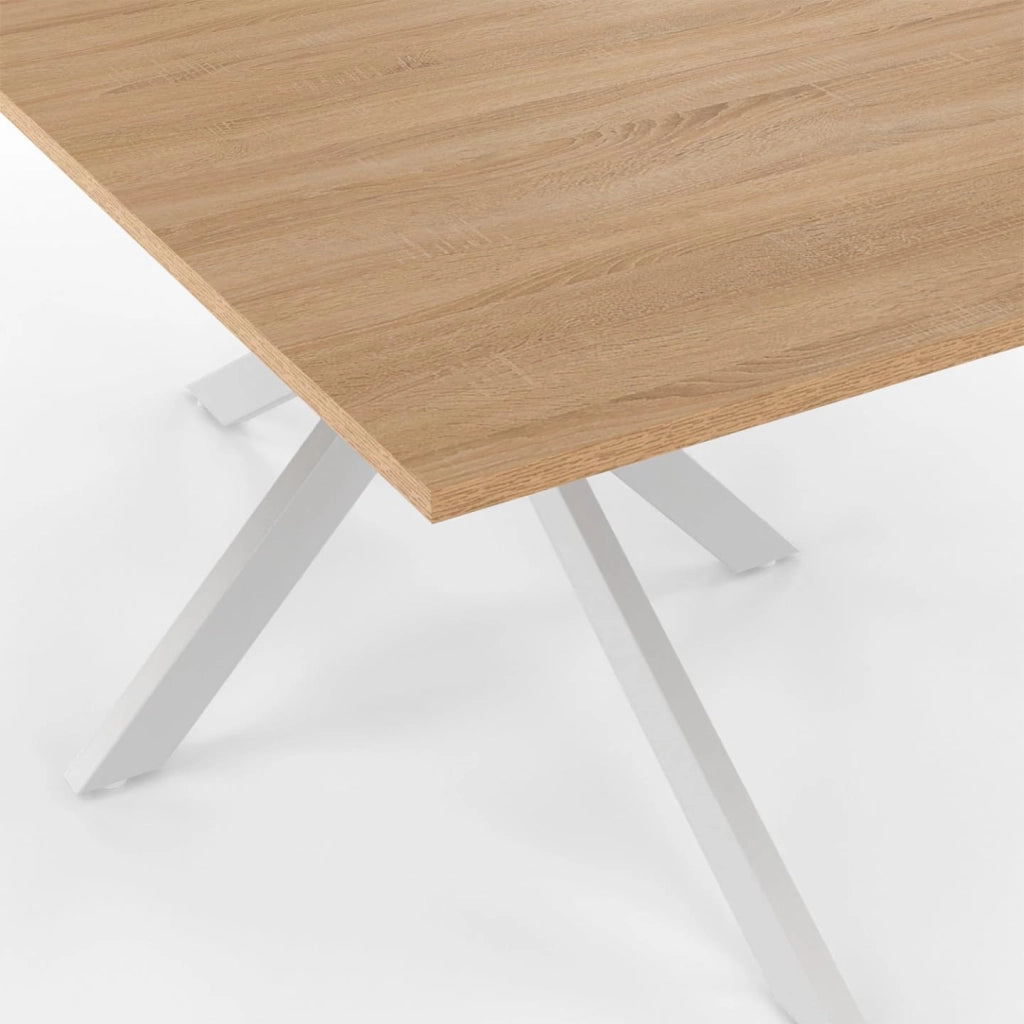 Tavolo da pranzo rettangolare ALIX 8 persone in legno e gambe a ragno bianche 160 cm