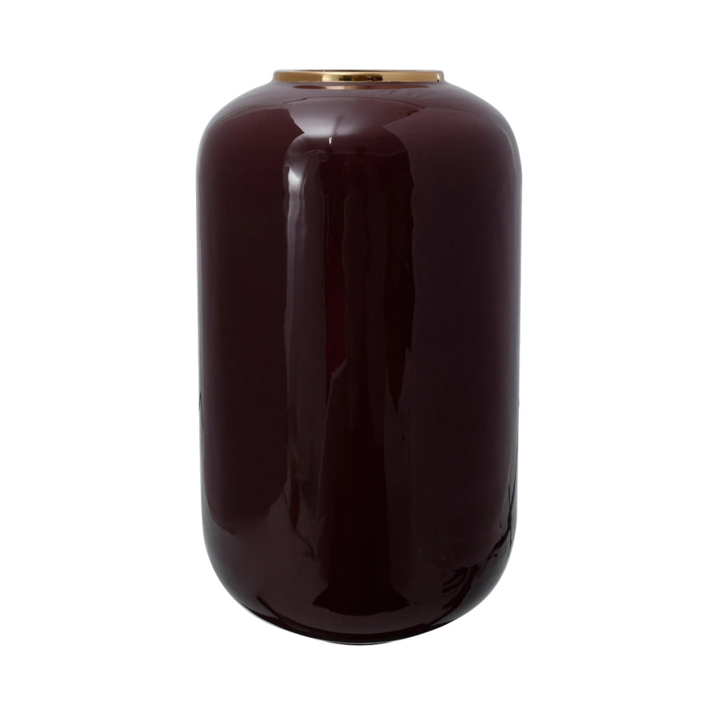 Vaso Art Deco in metallo bordeaux e oro