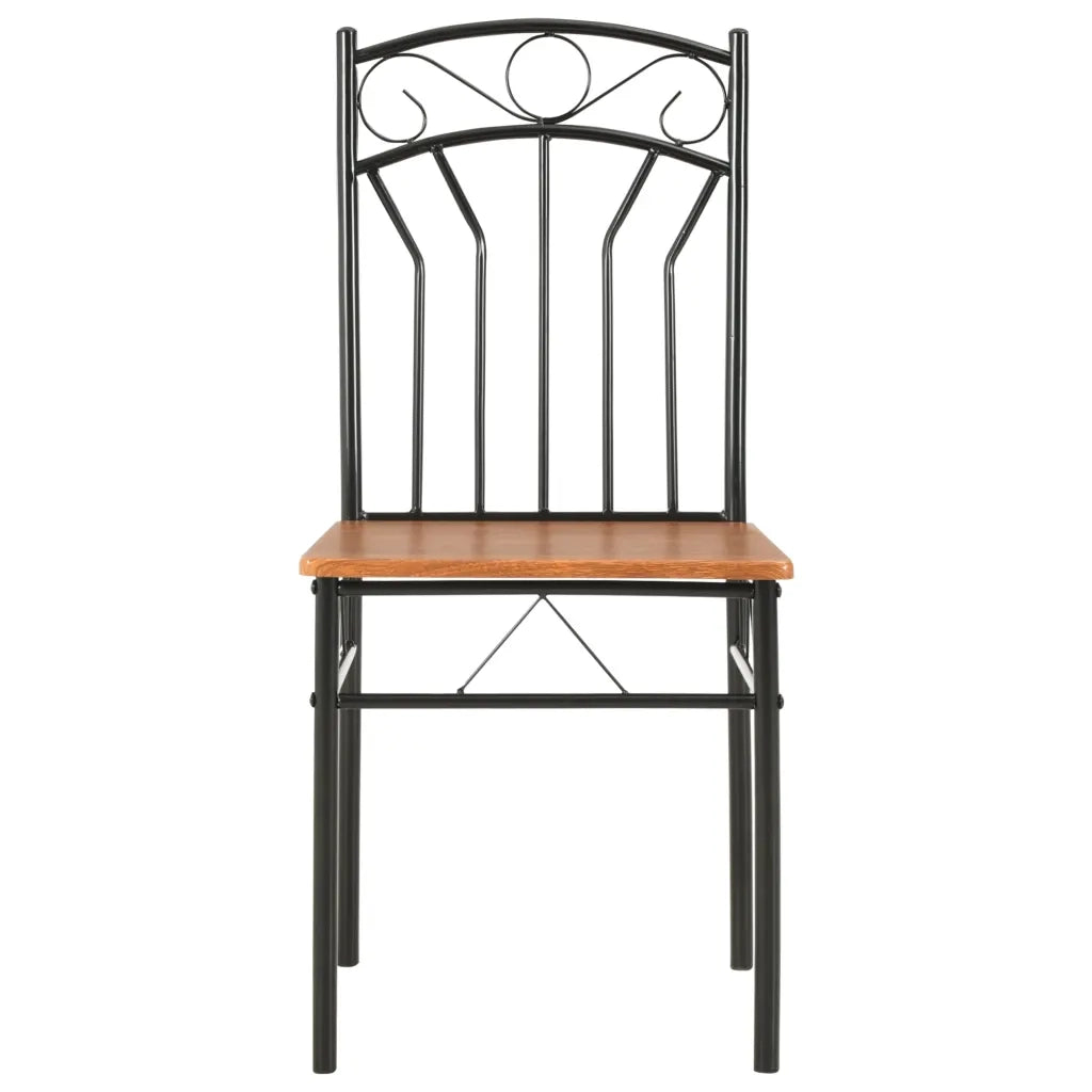Set da Pranzo 7 pz in MDF e Acciaio Marrone 281401