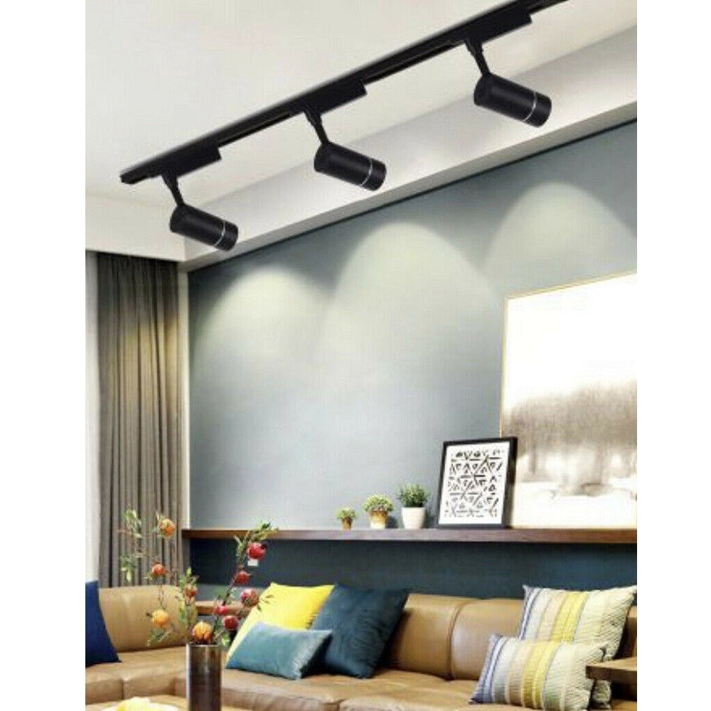 Trade Shop - Faro Proiettore Binario 30w Led Cob Luce 6500k 3000k 4000k Faretto Nero F30w-07h -