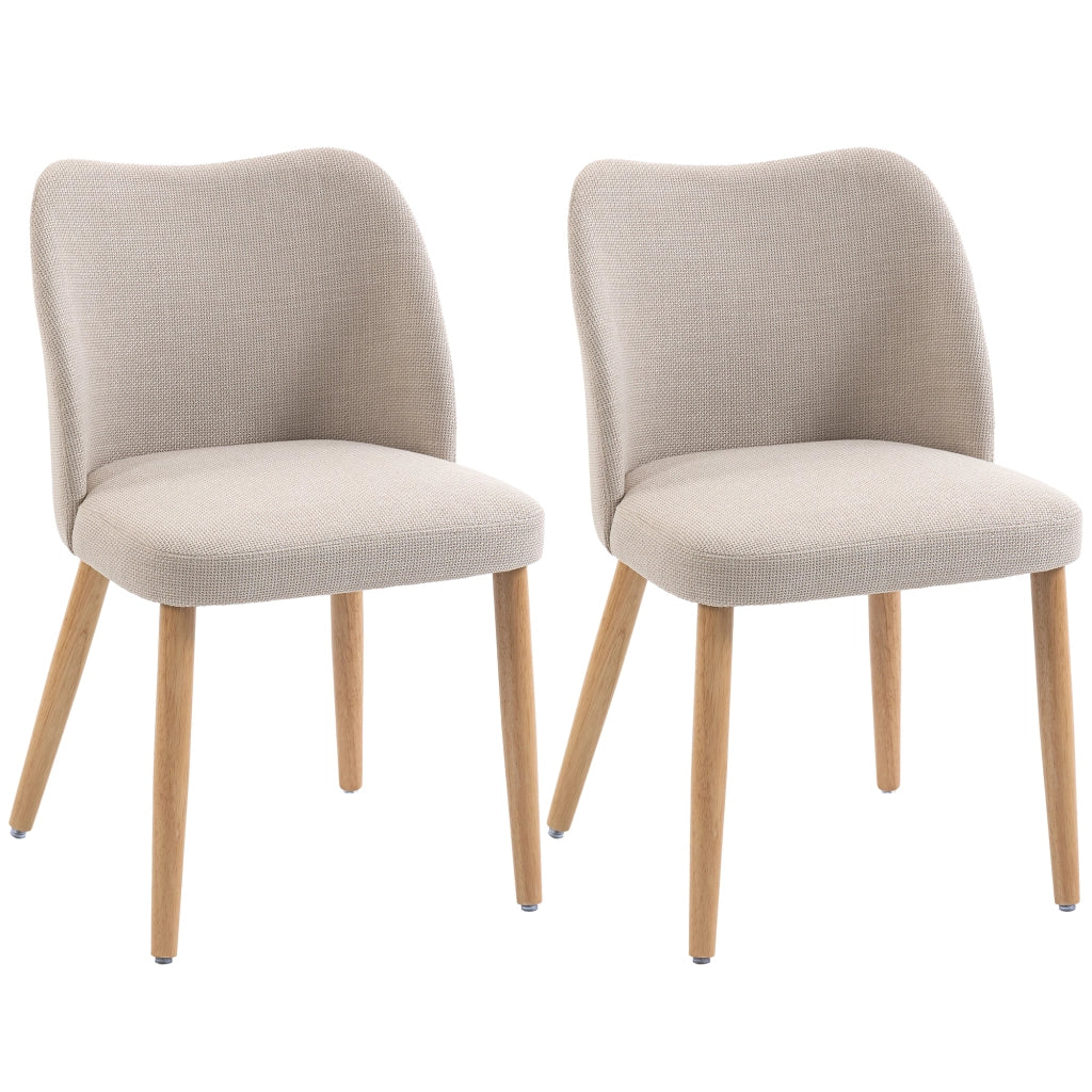 Set di 2 Sedie da Pranzo in Tessuto e Legno ¨C Minimal ¨C Crema