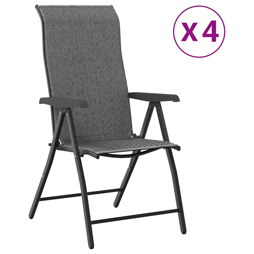 Sedie Pieghevoli da Giardino 4 pz | Sedie da Esterno Grigie in Polyrattan