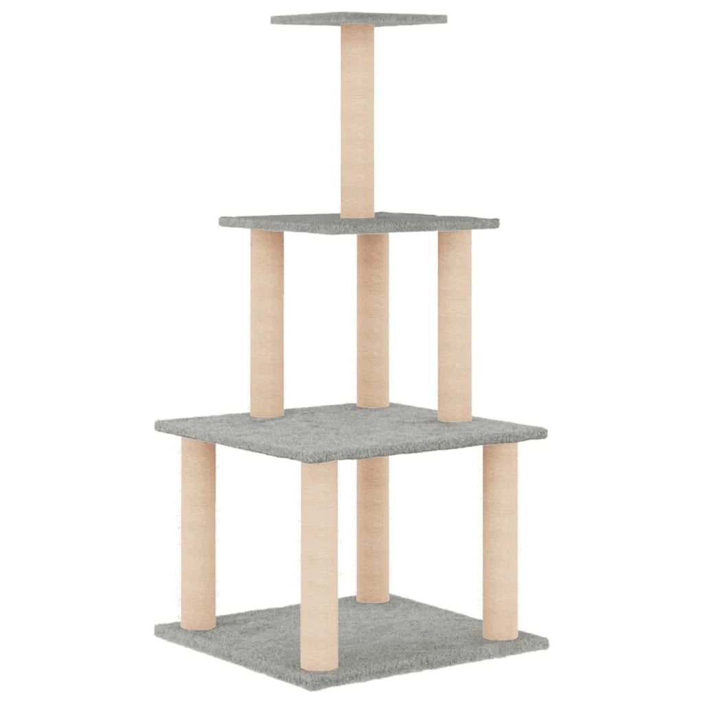 Tiragraffi per gatti torre per arrampicata giocattolo piattaforma per arrampicata con tiragraffi in sisal leggero 111 cm grigio 02_0022552