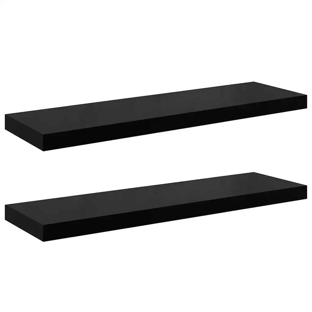 2 pz Scaffali a Parete | Ripiano a parete | Mensole a Parete Nero Lucido 80x23,5x3,8 cm in MDF