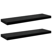 2 pz Scaffali a Parete | Ripiano a parete | Mensole a Parete Nero Lucido 80x23,5x3,8 cm in MDF