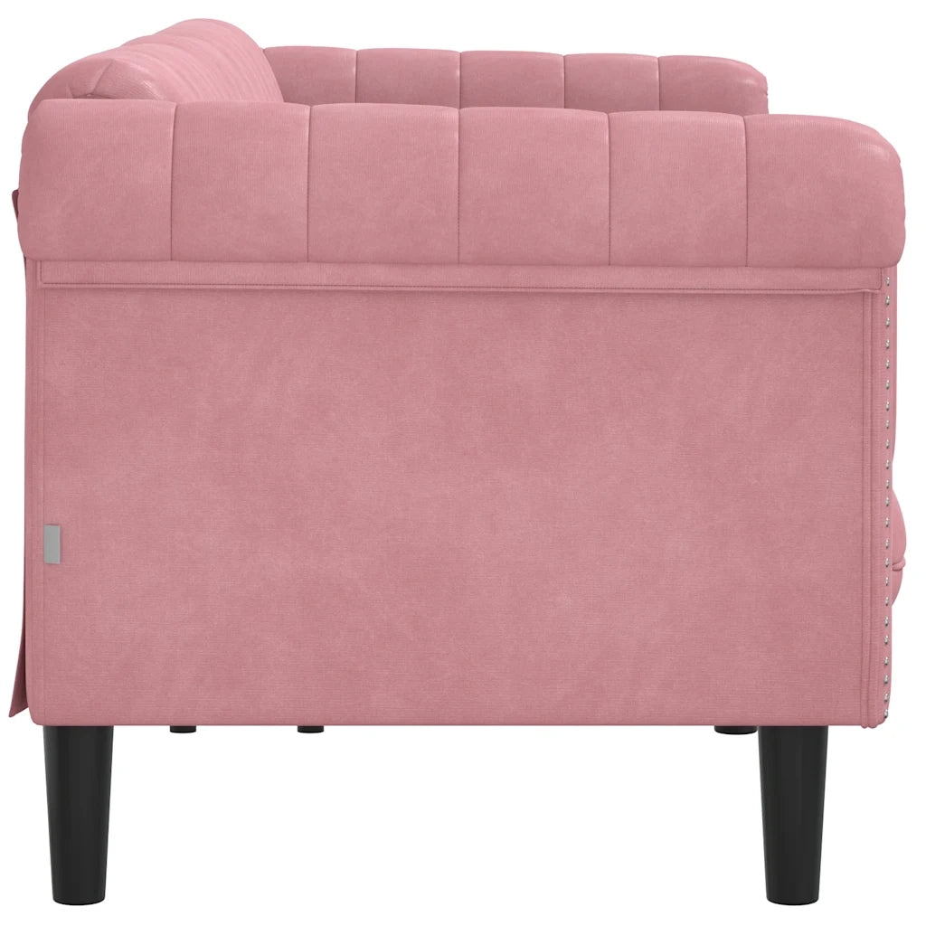 Divano a 3 Posti Rosa in Velluto 372588