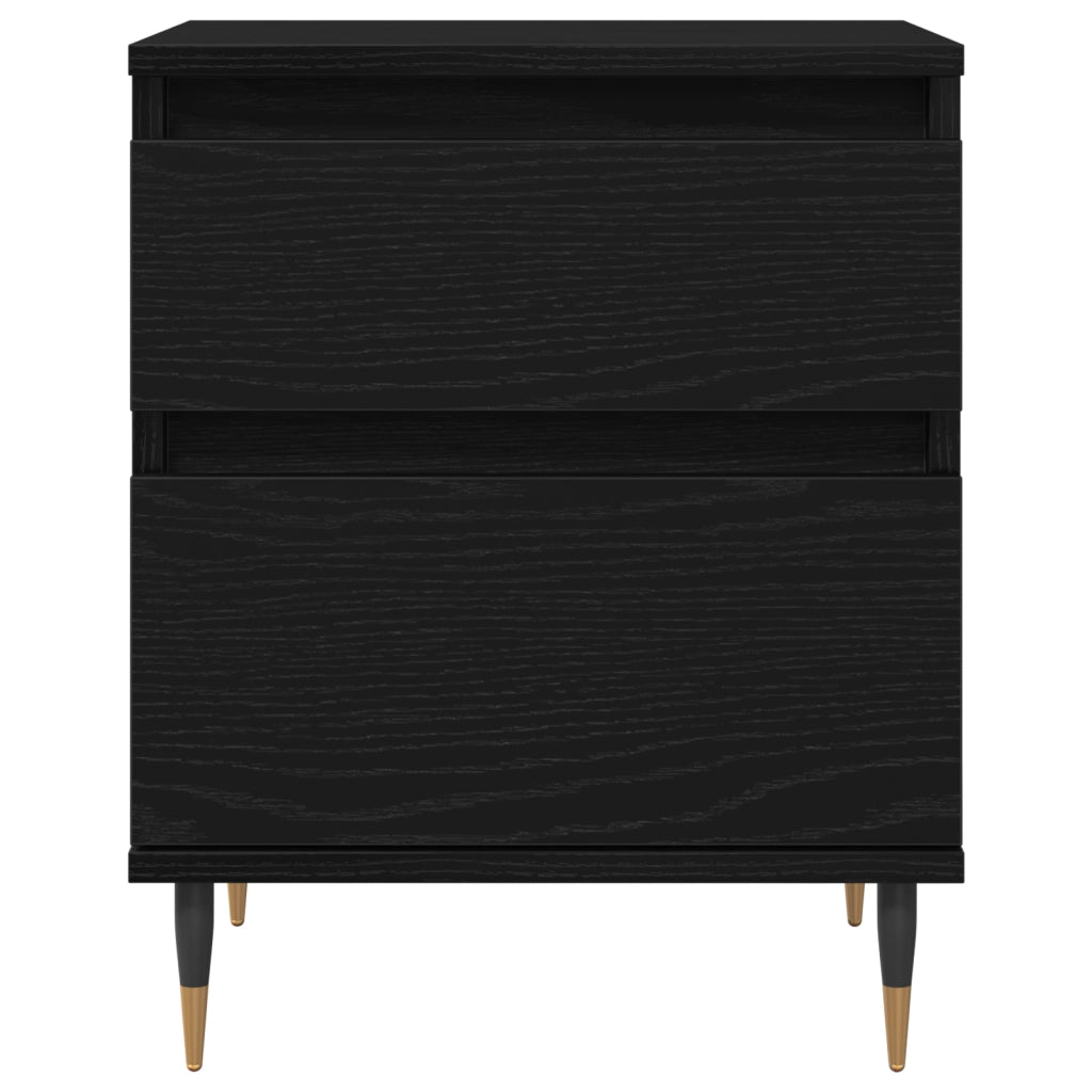Comodino  Nero Rovere 40x35x50 cm in Legno Ingegnerizzato