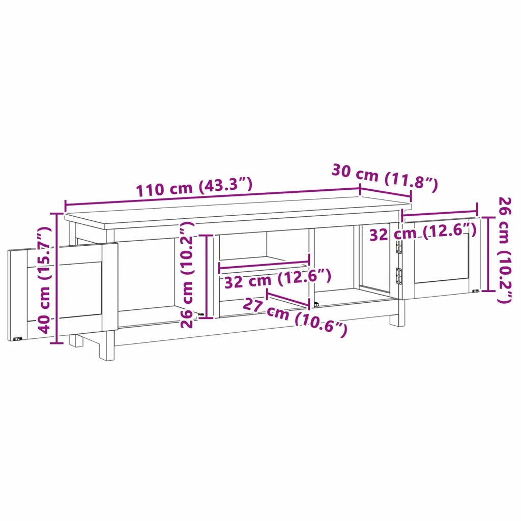 Mobile TV 110 x 30 x 40 cm Naturale Legno di teak solido 42024248