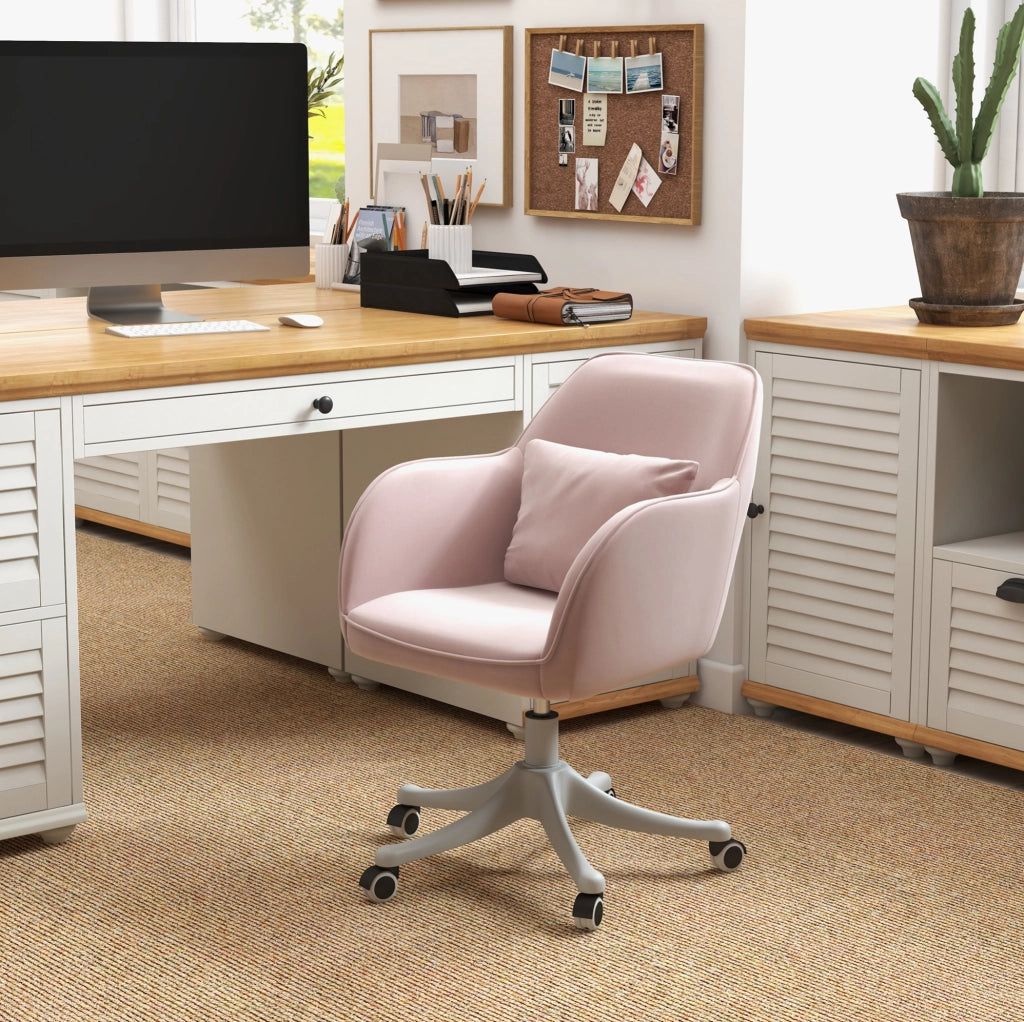 Sedia da ufficio con massaggio in velluto rosa