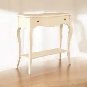 Consolle Lolla in legno Shabby chic avorio anticato con pomelli
