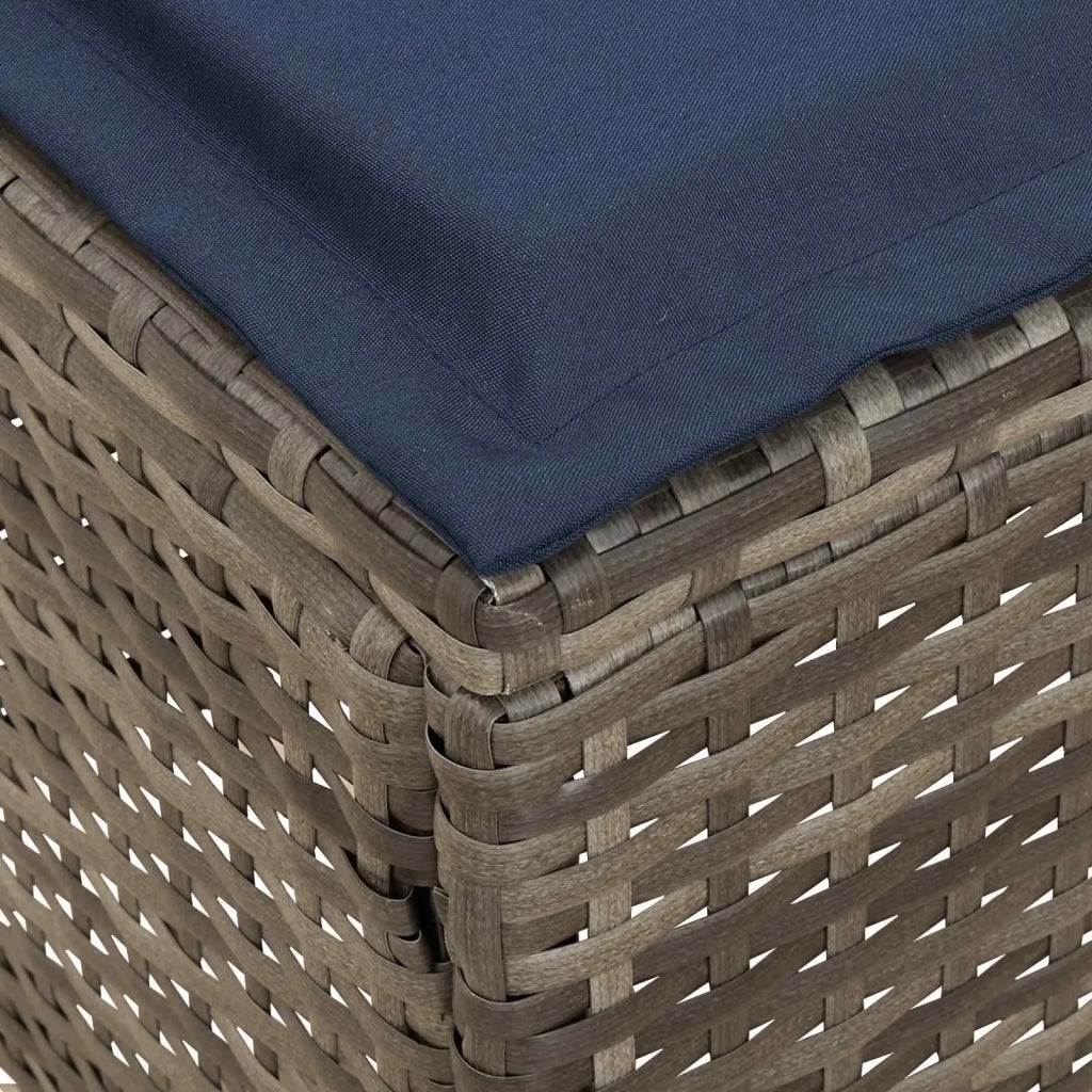 Poggiapiedi da Giardino 2 Pezzo Grigio e Blu Navy Rattan in PE 42025388