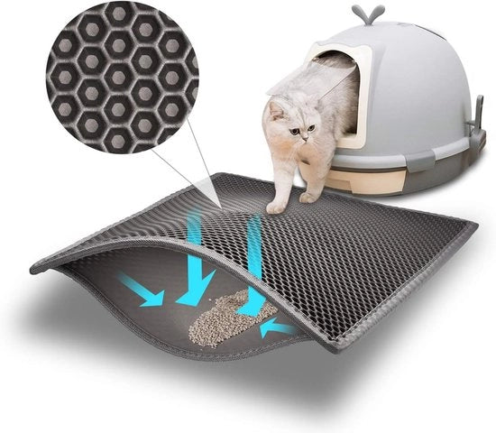 Mat per gatto - 40*50cm - L - Materiale EVA - Disegno a mesh doppio strato con grandi fori - Mat per gatto - Materiale morbido e idoneo per la pelle - Lavabile - Mat per gatto - Mat per protezione della zona della gabbia del gatto