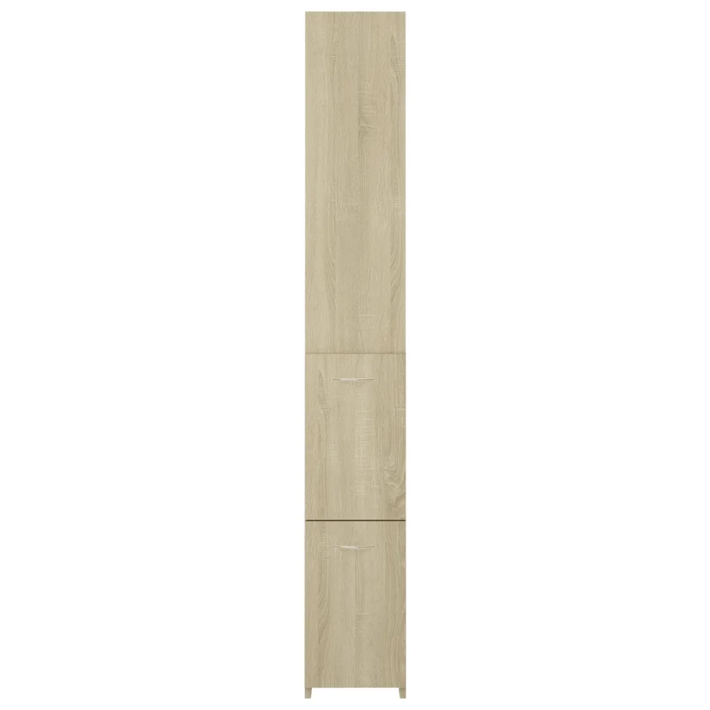 Mobiletto contenitore da bagno semplice 25 x 26,5 x 170 cm in legno composito rovere Sonoma 02_0047912