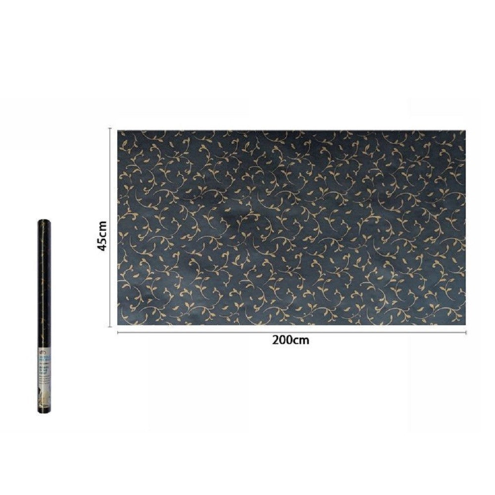 Trade Shop - Rotolo Pellicola Adesiva Pvc Motivo Nero Oro 45cmx2mt Mobili Cassetti Casa 71226 -