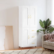 Credenza-Buffet-Armadio da cucina Bianca 69,5x34x180 cm in Legno Multistrato 736031
