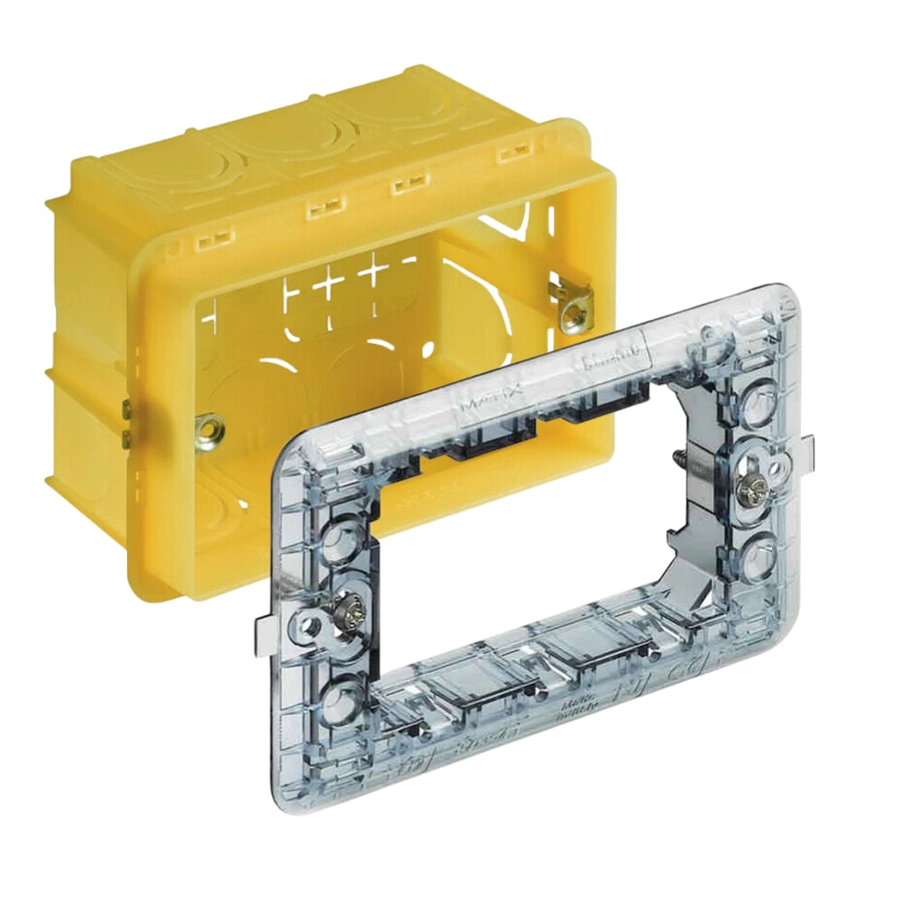 Kit supporto 3 posti per placche compatibile con bticino matix *** numero pezzi 3, confezione 1