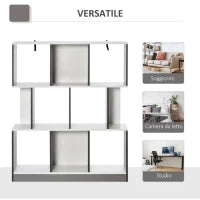 Mobile Libreria a 8 Ripiani per Soggiorno e Camera da Letto, in Legno, 100x24x124 cm, Grigio Carbone