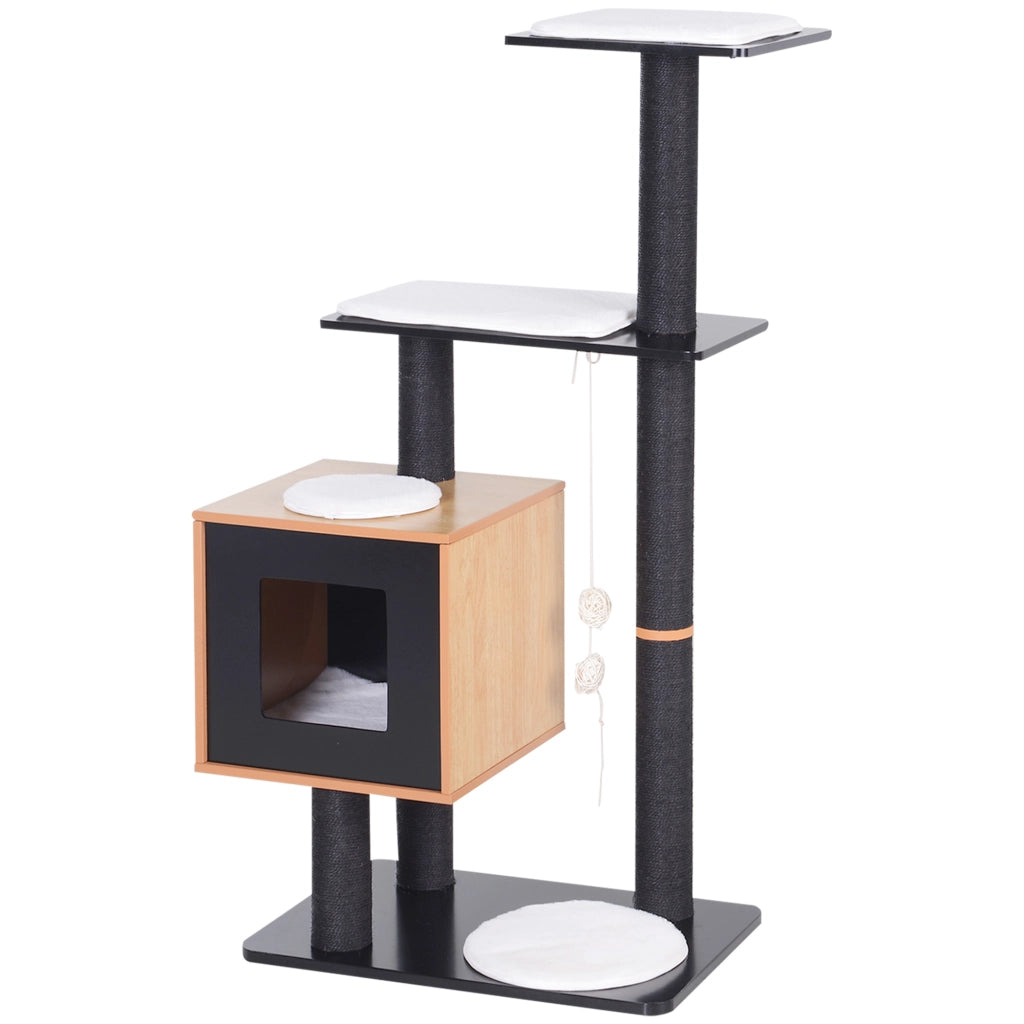 Arbre ¨¤ chats con griffoir e piattaforme ¨C zephmum ¨C MDF nero 71.5x49.5x120 cm