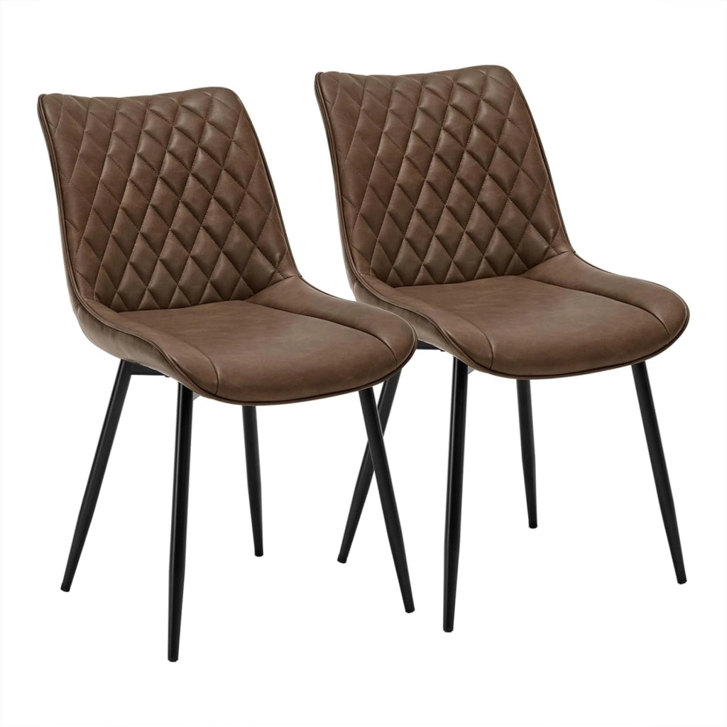 set di 2 sedie cucina moderne sedie imbottite Adatte per Sala da Pranzo, Soggiorno, Camera da Letto Estetica in Ecopelle Marrone Metallo BH210br-2