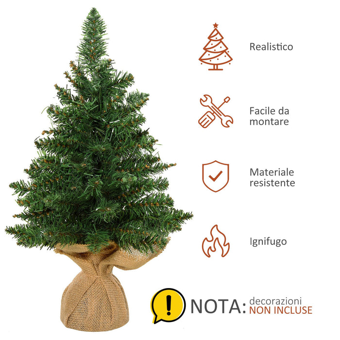 Mini Albero di Natale Artificiale 45 cm 50 Rami  Pino Verde