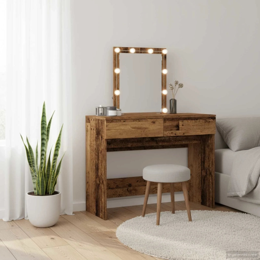 Tavolo da Trucco con cassetto Legno vecchio 100 x 40 x 130 cm 868840