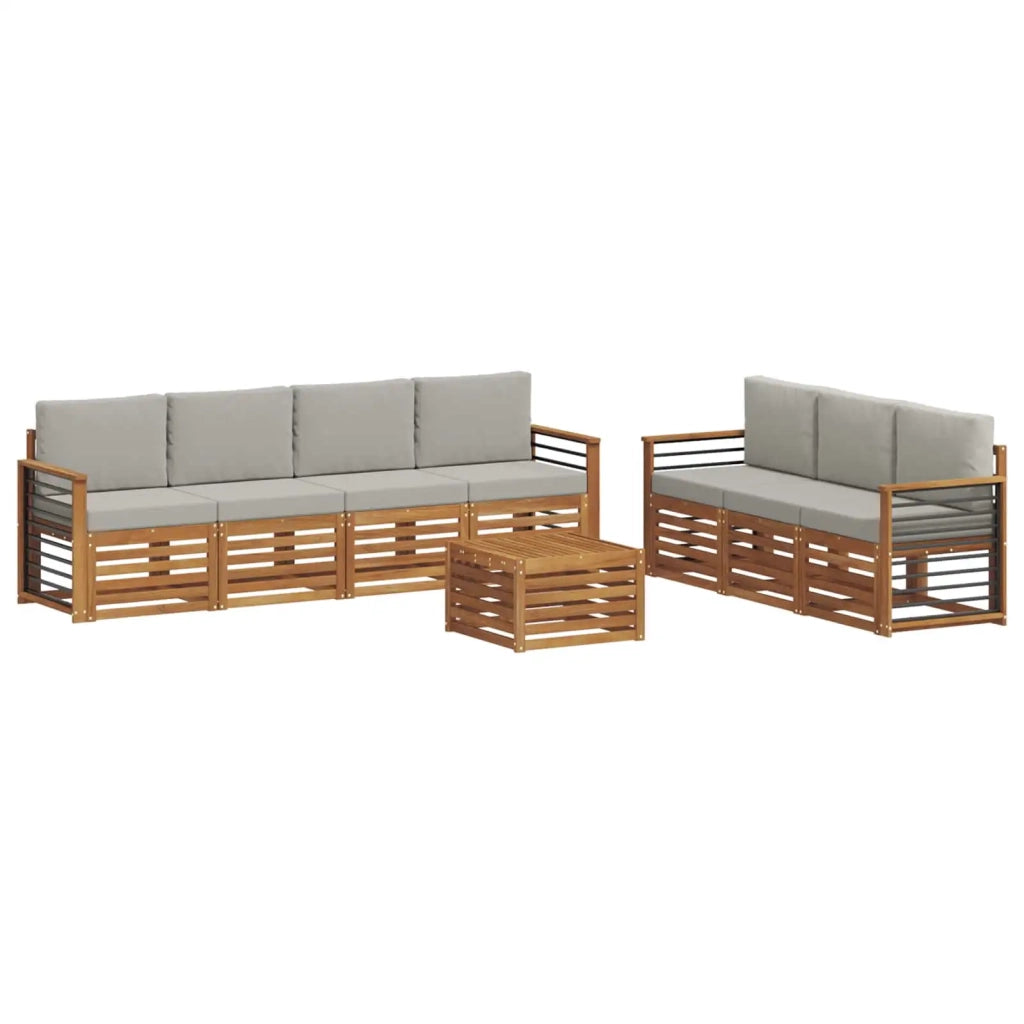 Set divani con cuscino 8 pcs Grigio Naturale e Chiaro