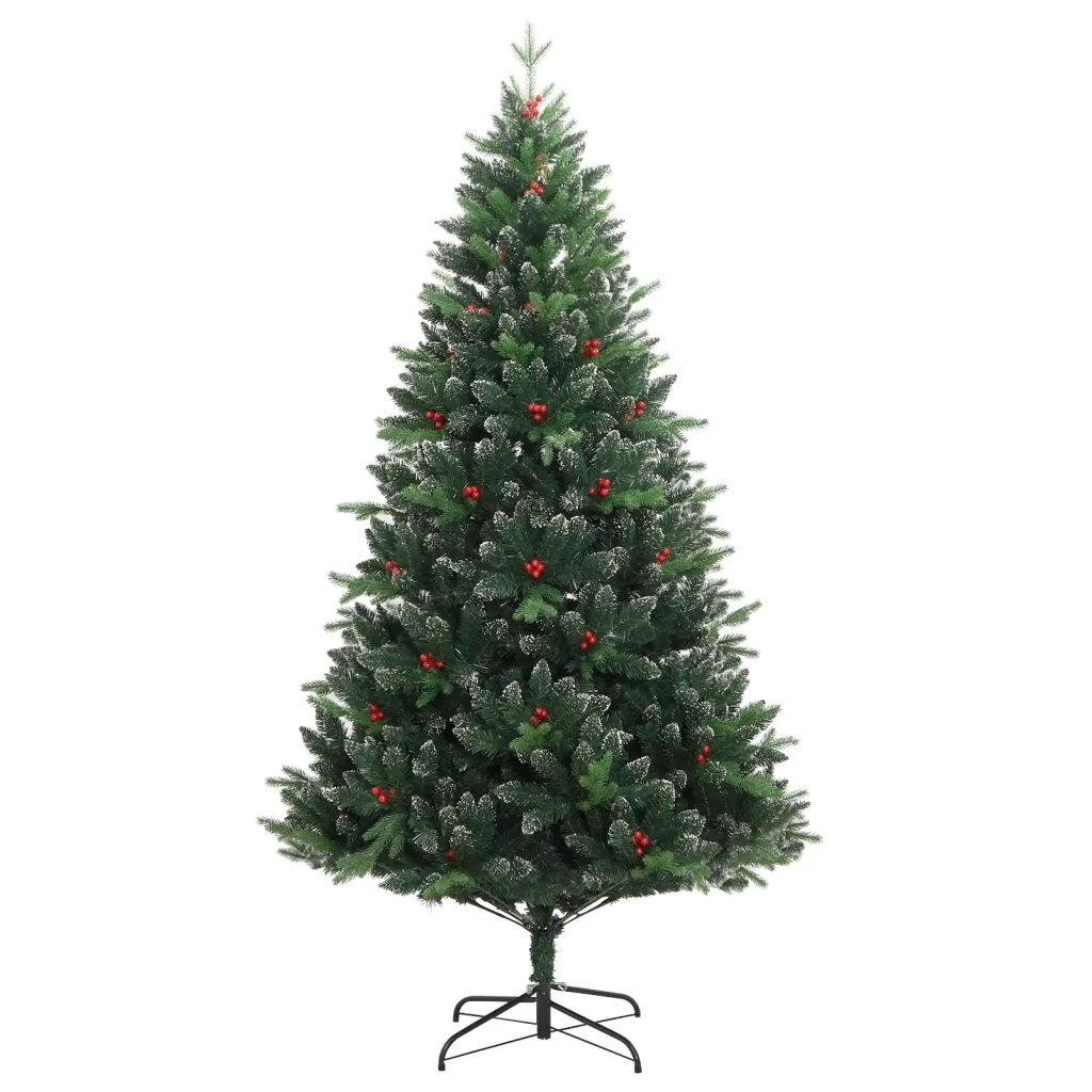 Albero Natale Artificiale Incernierato con Bacche Rosse-Albero Natalizio-Decorazioni natalizie 240 cm