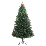 Albero Natale Artificiale Incernierato con Bacche Rosse-Albero Natalizio-Decorazioni natalizie 240 cm
