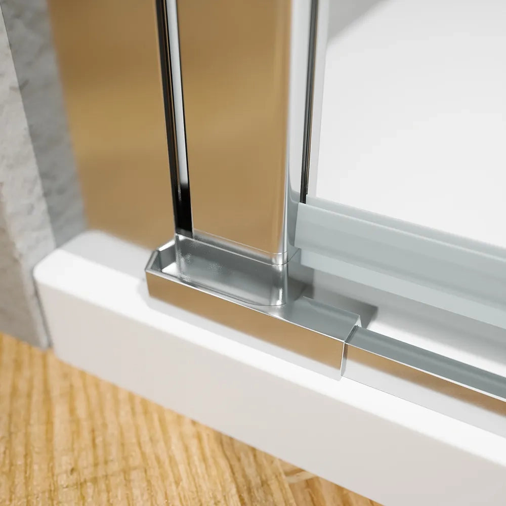 Porta doccia 65cm apertura a battente con profili cromati e vetro da 6mm trasparente h195 | Elba