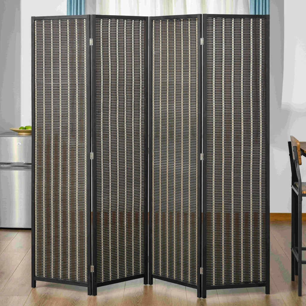 Paravento 4 pannelli 180 x 180 cm in bambù marrone pieghevole