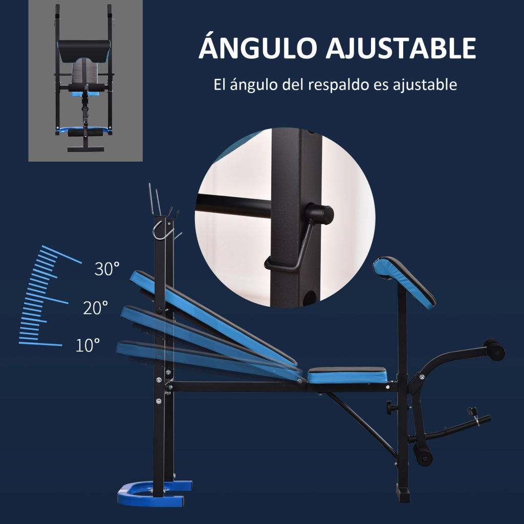 Panca da Allenamento ¨C Xylo ¨C con Supporto Bilanciere e Schienale Regolabile Blu