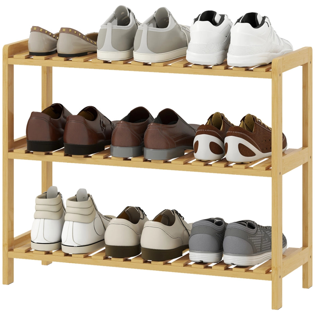 Scarpiera in Bamb¨´ 3 Ripiani per 9 Pares ¨C zephmum ¨C Naturale 70x26x57,5 cm