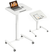 Scrivania Regolabile in Altezza con Ruote e Piano Inclinabile Bianco ¨C Zephmum ¨C Bianco