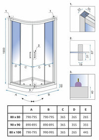 Cabina Doccia Rea Look Black 80x100 + Piatto Doccia Look White sinistra
