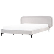 Letto matrimoniale EU Beige Chiaro Velvet 180 x 200 cm Imbottito Telaio Poggiatesta