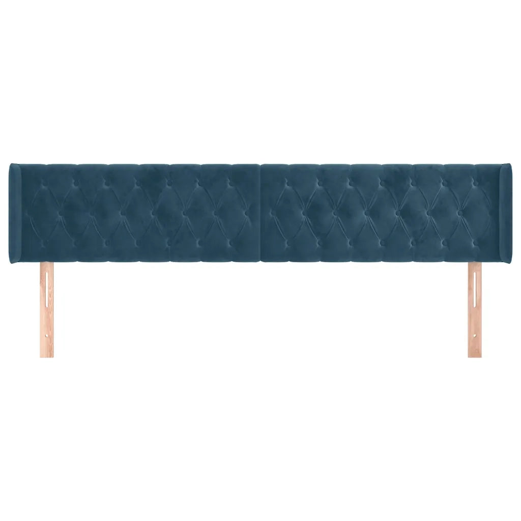 Testiera ad Orecchio-Testata con Orecchie Blu Scuro 183x16x78/88 cm in Velluto 472953
