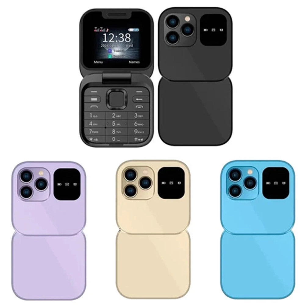 Trade Shop - Mini Flip Telefono Schermo 1.77" Pieghevole Multilingue Ad Alta Batteria Dual Sim 1000mah -