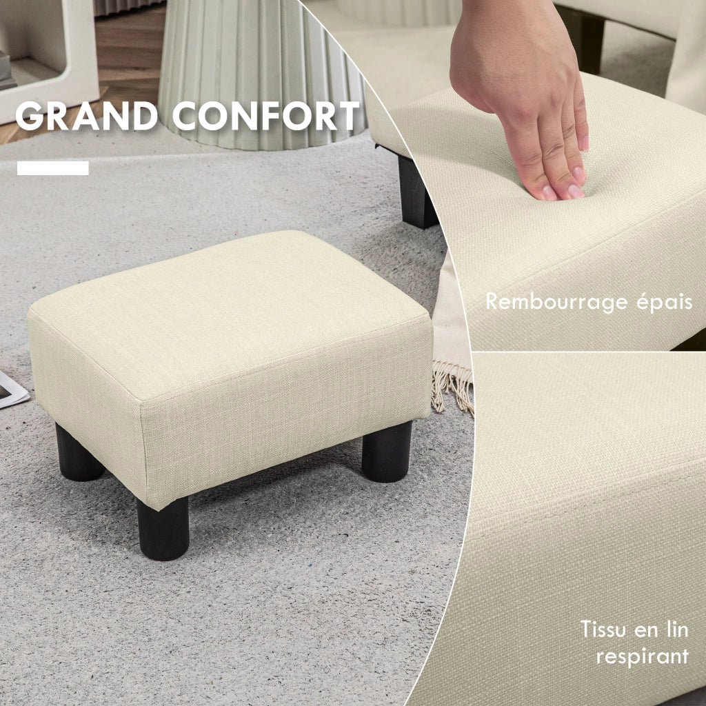 Pouf ¨C zephmum ¨C beige tessuto lino 40x30x24 cm