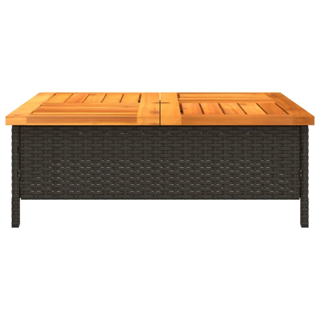 Tavolo da Giardino | Tavolino da esterno Nero 70x70x25cm in Rattan e Legno di Acacia