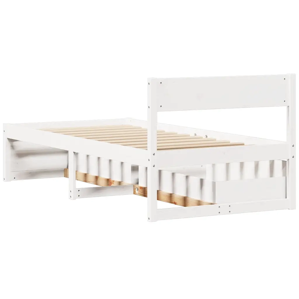Letto senza Materasso Bianco 90x200 cm Legno Massello di Pino 846793