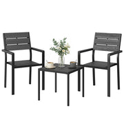 Set Giardino 3 Pezzi con 2 Sedie e Tavolo ¨C zephmum ¨C HDPE Effetto Legno Nero per Balcone