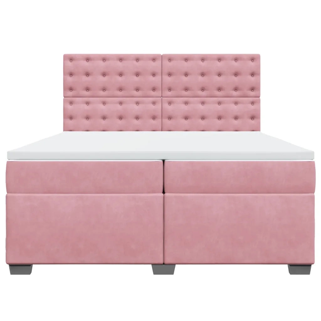 Giroletto a Molle con Materasso Rosa 200x200 cm in Velluto 3293319