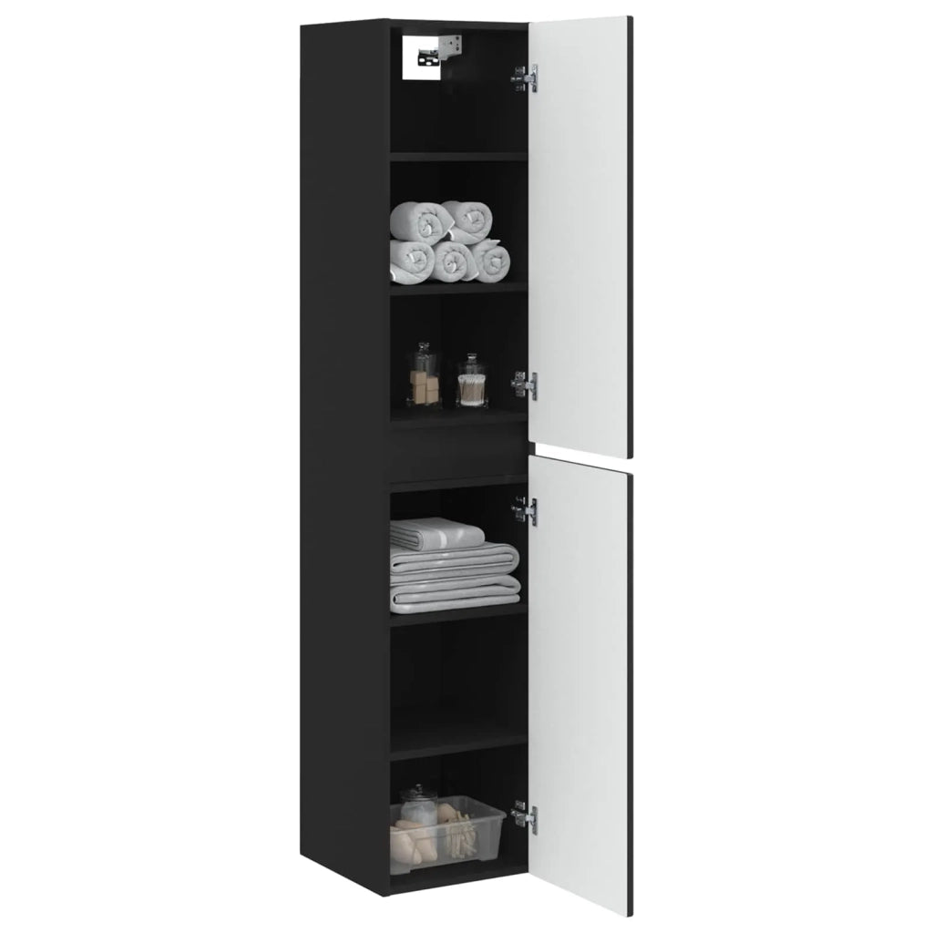 Mobiletto da Bagno a Muro Nero 33 x 34,5 x 160 cm