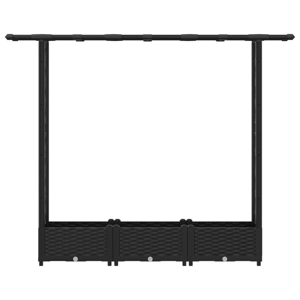 Letto Rialzato con Griglia e Tetto Nero 164 x 40 x 123 cm PP 42032540