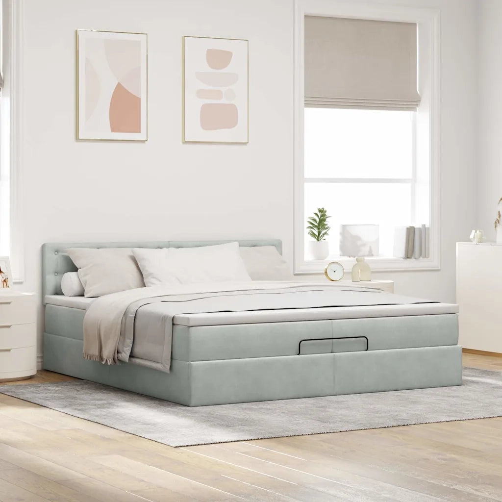 Struttura Letto Pouf con Materassi 200x200 cm Velluto