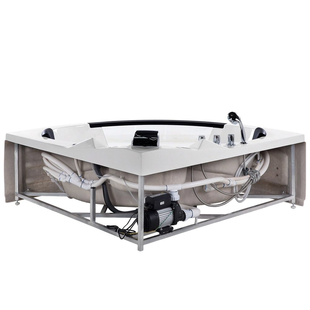 Punti Massaggio Vasca Angolare Bianco Sanitario Acrilico e Vetro 215 x 155 cm