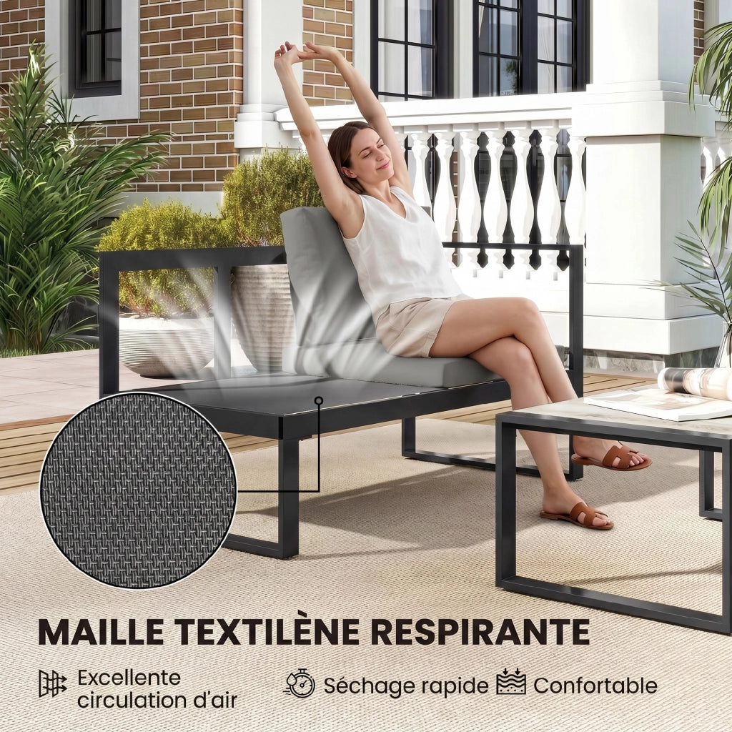 Set divano angolare 5 posti esterno ¨C zephmum ¨C grigio scuro polyrattan