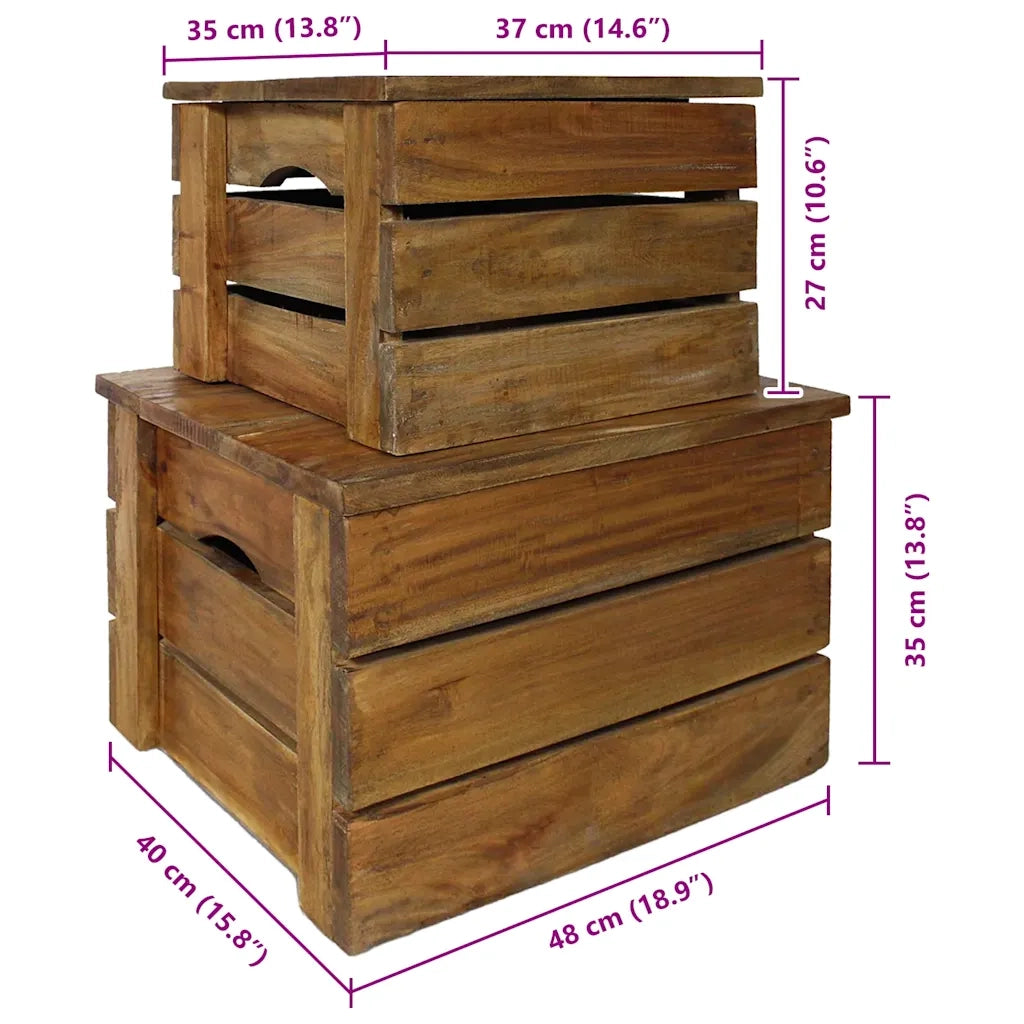 Set di Casse Portaoggetti 2 pz in Legno Massello di Mogano CFW4150093