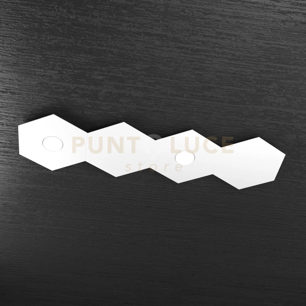 HEXAGON APPLIQUE-PLAFONIERA 2 LUCI + 2 DECORATIVO BIANCO 1142-2L2D-BI